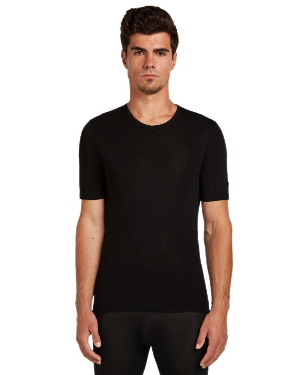 Black Coloured Icebreaker Mens 175 Everyday Thermal Top on white background 