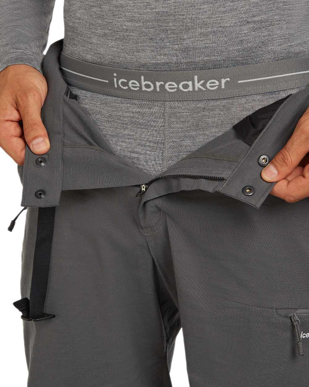 Gritstone Heather Coloured Icebreaker Mens Merino 200 Oasis 3/4 Thermal Leggings on white background 