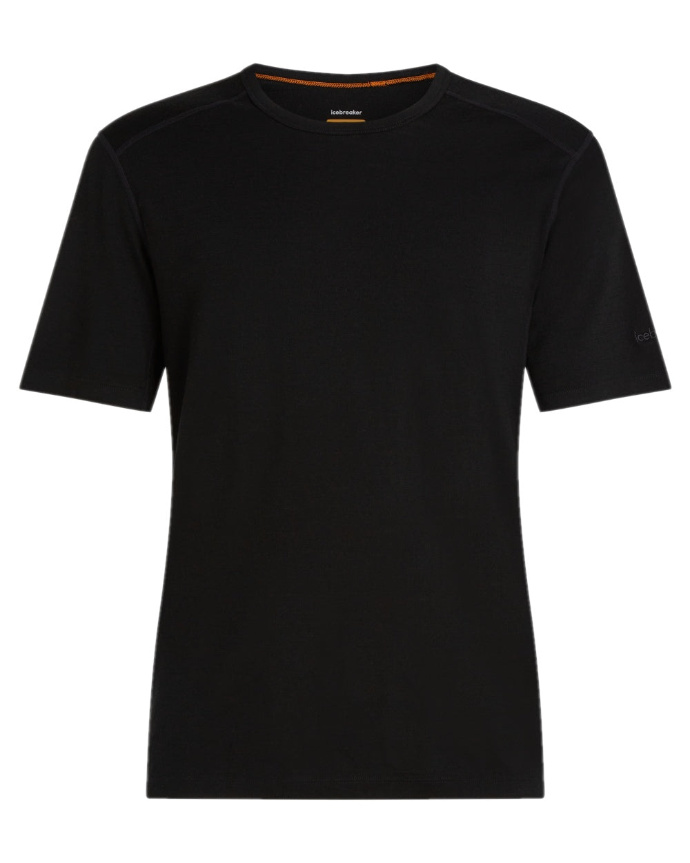 Black Coloured Icebreaker Mens Merino 200 Oasis Crew Short Sleeve Thermal Top on white background 