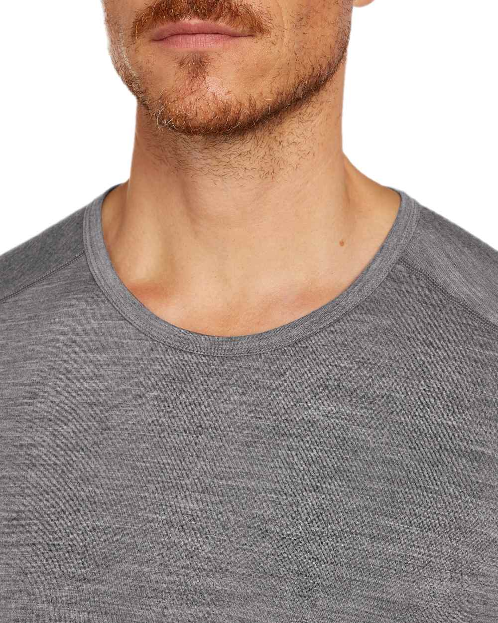 Gritstone Heather Coloured Icebreaker Mens Merino 200 Oasis Crew Short Sleeve Thermal Top on white background 