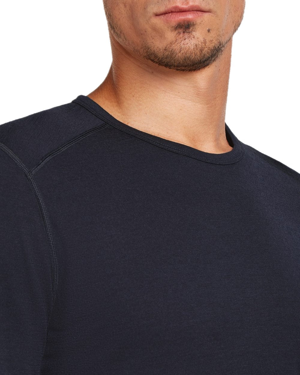Midnight Navy Coloured Icebreaker Mens Merino 200 Oasis Crew Short Sleeve Thermal Top on white background 