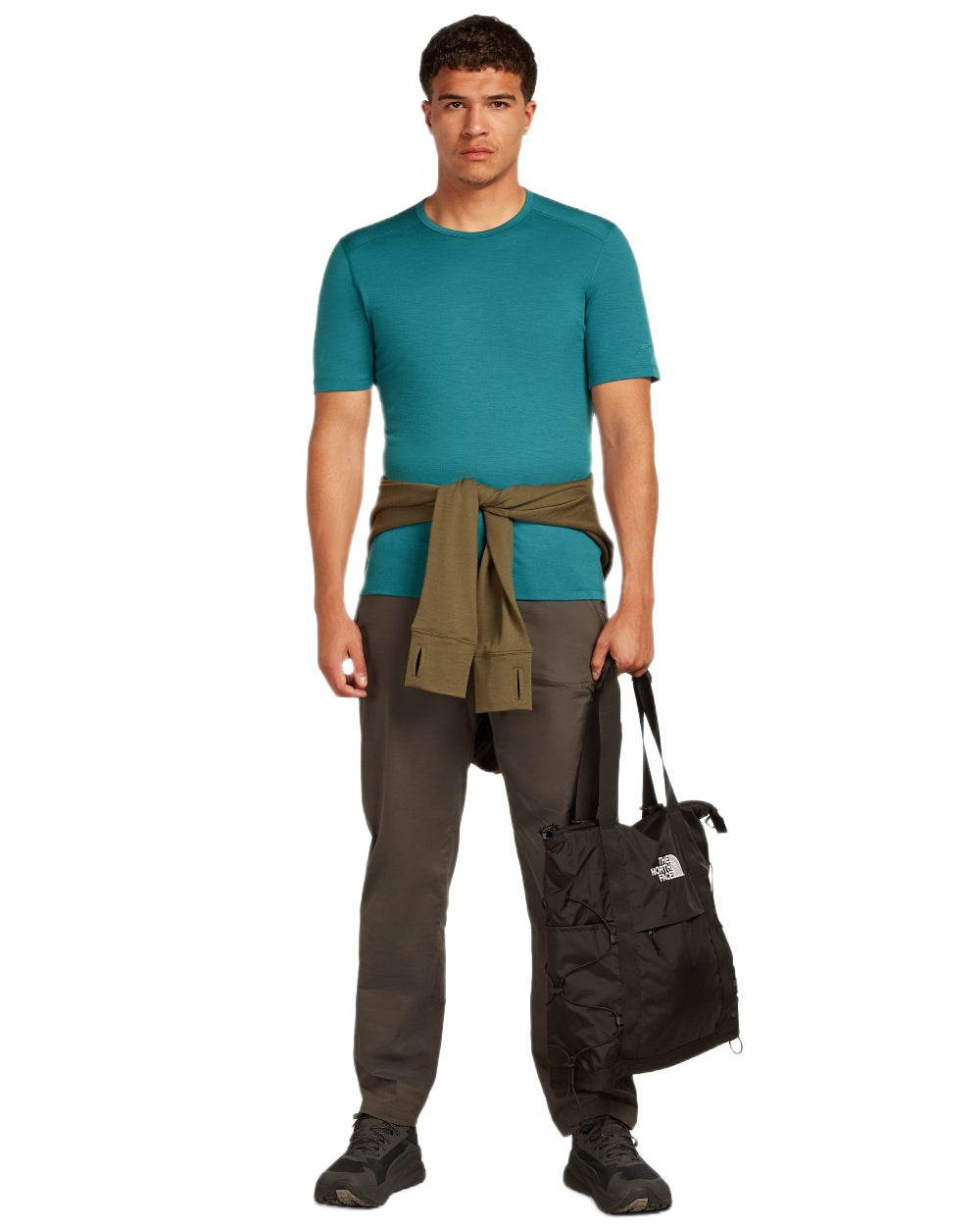 Topaz Coloured Icebreaker Mens Merino 200 Oasis Crew Short Sleeve Thermal Top on white background 