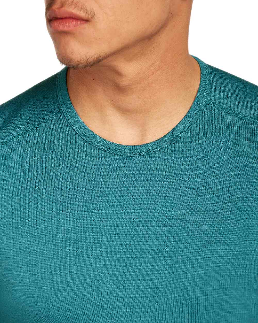 Topaz Coloured Icebreaker Mens Merino 200 Oasis Crew Short Sleeve Thermal Top on white background 