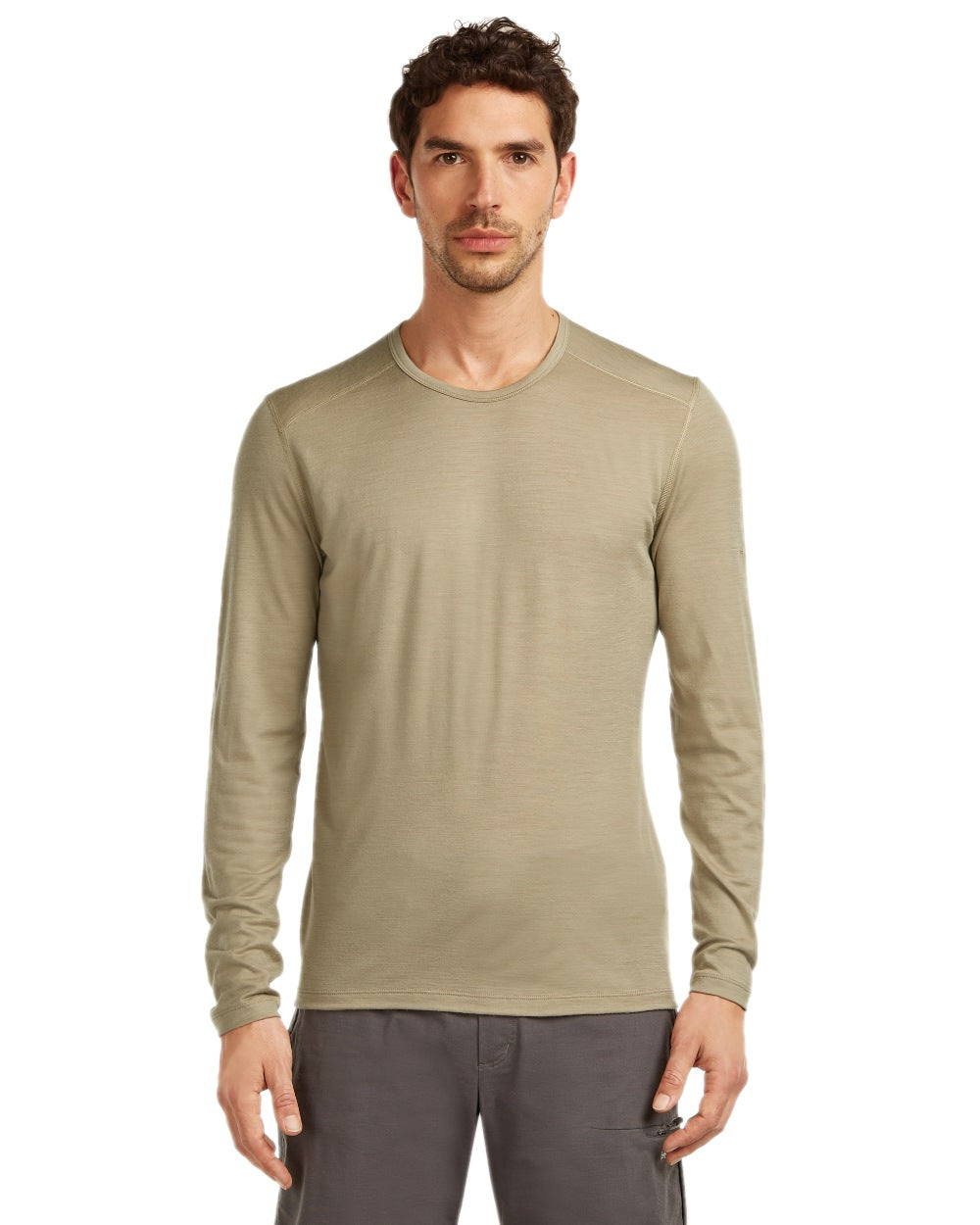 Flagstone Coloured Icebreaker Mens Merino 200 Oasis Crew Thermal Top on white background 
