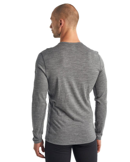 Gritstone Heather Coloured Icebreaker Mens Merino 200 Oasis Crewe Thermal Top on white background 