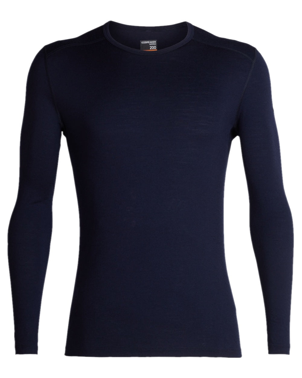 Midnight Navy Coloured Icebreaker Mens Merino 200 Oasis Crewe Thermal Top on white background 