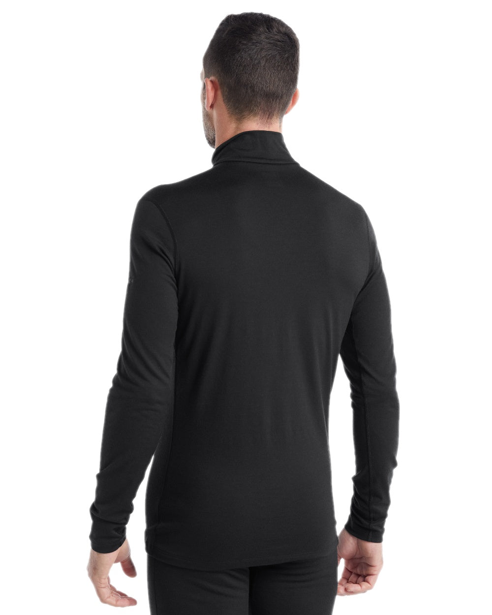 Black Coloured Icebreaker Mens Merino 200 Oasis Half Zip Thermal Top on white background 