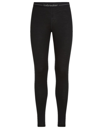Black Coloured Icebreaker Mens Merino 200 Oasis Thermal Leggings on white background 