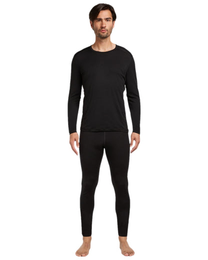 Black Coloured Icebreaker Mens Merino 200 Oasis Thermal Leggings on white background 
