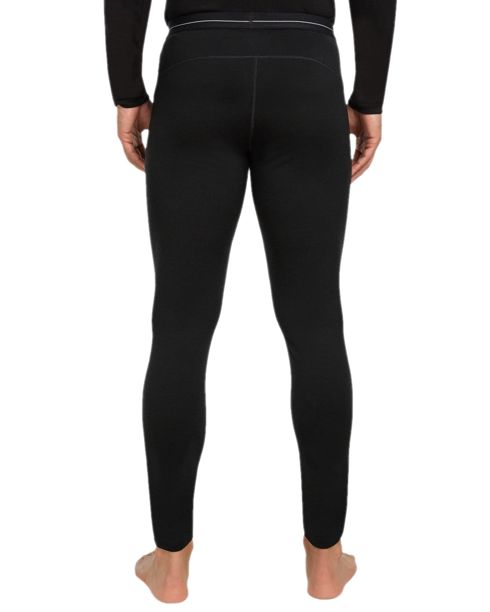 Black Coloured Icebreaker Mens Merino 200 Oasis Thermal Leggings on white background 