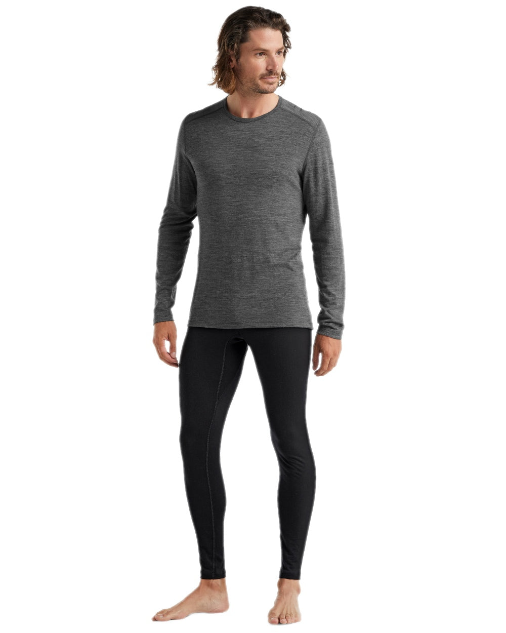 Black Coloured Icebreaker Mens Merino 200 Oasis Thermal Leggings on white background 