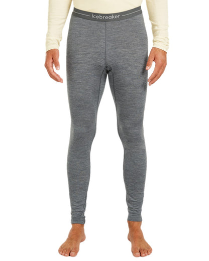 Gritstone Heather Coloured Icebreaker Mens Merino 200 Oasis Thermal Leggings on white background 