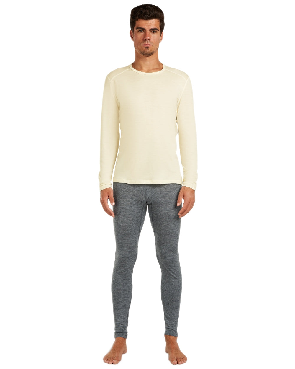 Gritstone Heather Coloured Icebreaker Mens Merino 200 Oasis Thermal Leggings on white background 