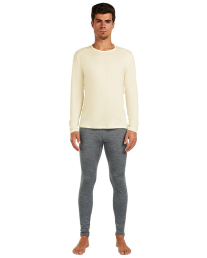 Gritstone Heather Coloured Icebreaker Mens Merino 200 Oasis Thermal Leggings on white background 