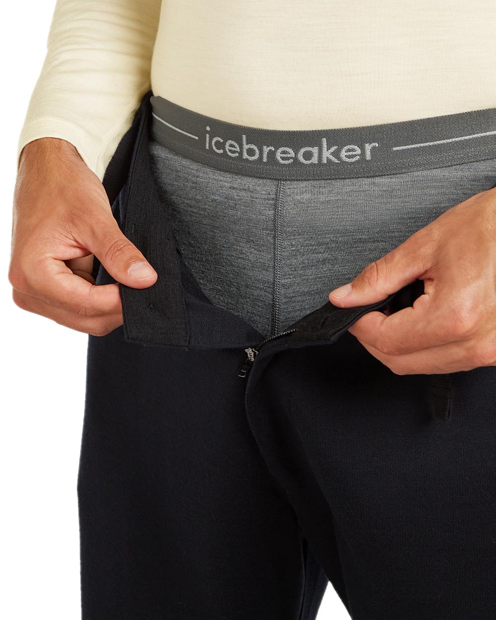 Gritstone Heather Coloured Icebreaker Mens Merino 200 Oasis Thermal Leggings on white background 