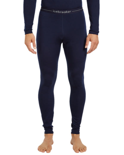 Midnight Navy Coloured Icebreaker Mens Merino 200 Oasis Thermal Leggings on white background 