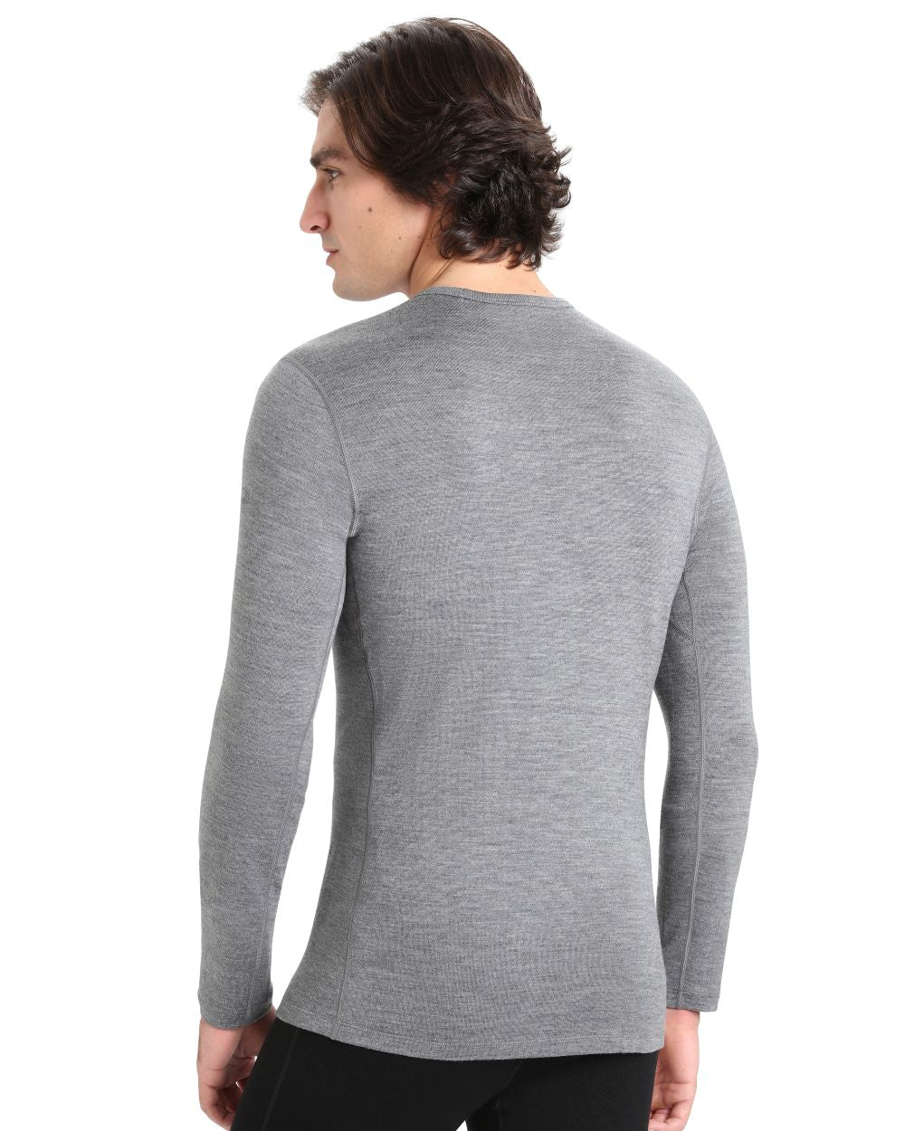 Gritstone Heather Coloured Icebreaker Mens Merino 260 Tech Crewe Thermal Top on white background 