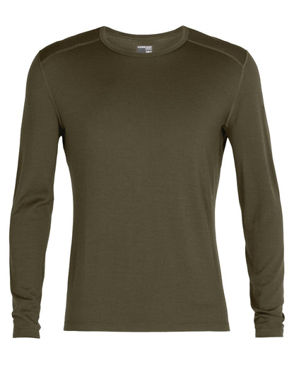 Loden Coloured Icebreaker Mens Merino 260 Tech Crewe Thermal Top on white background 