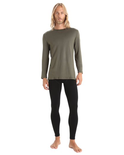 Loden Coloured Icebreaker Mens Merino 260 Tech Crewe Thermal Top on white background 