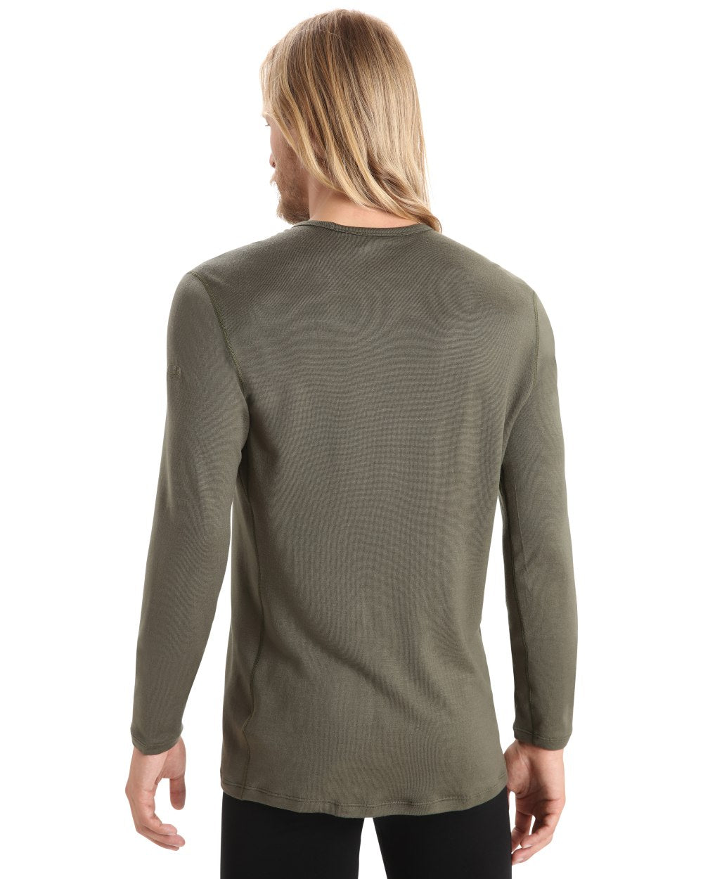 Loden Coloured Icebreaker Mens Merino 260 Tech Crewe Thermal Top on white background 
