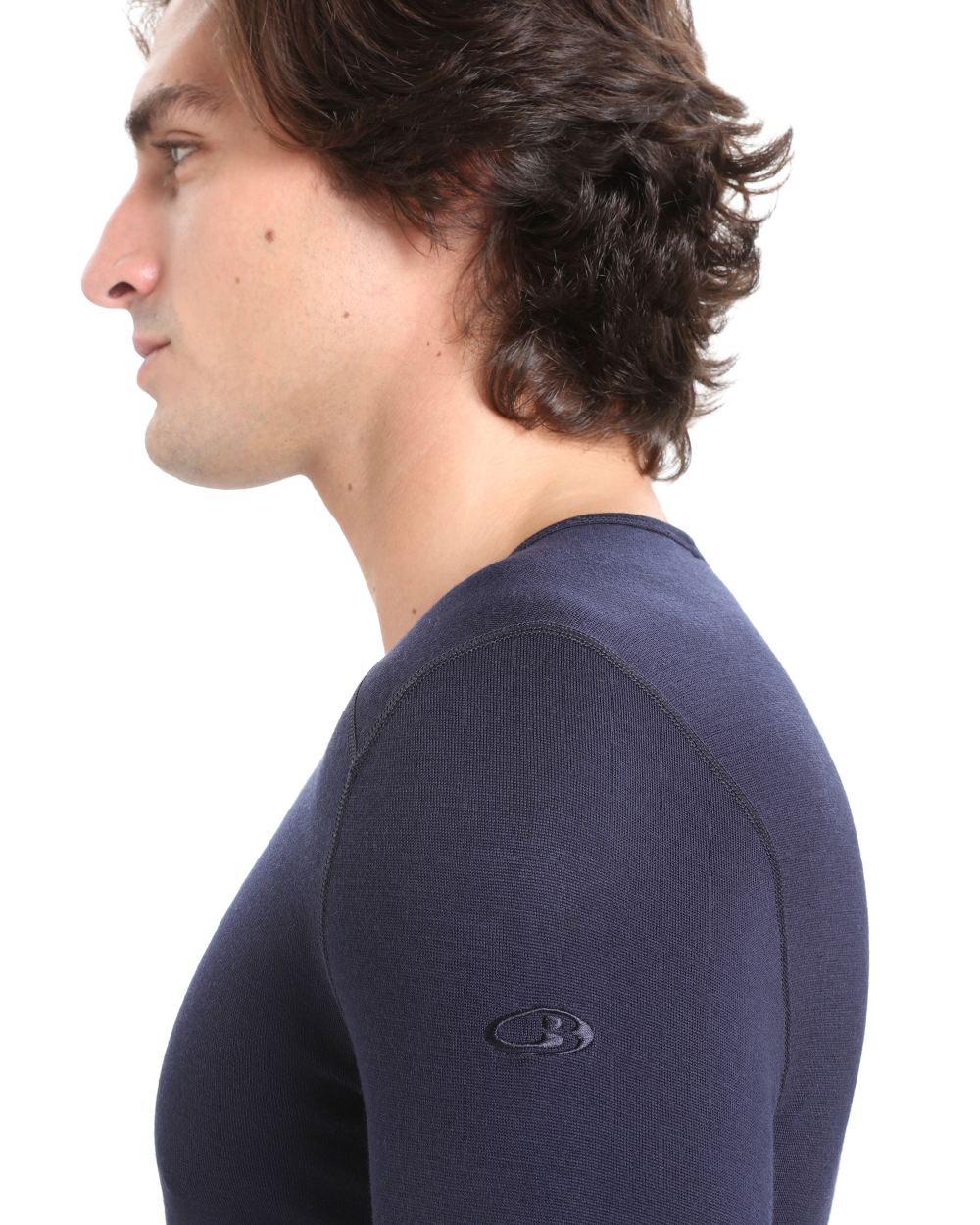 Midnight Navy Coloured Icebreaker Mens Merino 260 Tech Crewe Thermal Top on white background 