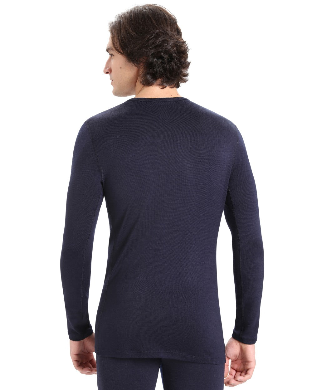 Midnight Navy Coloured Icebreaker Mens Merino 260 Tech Crewe Thermal Top on white background 
