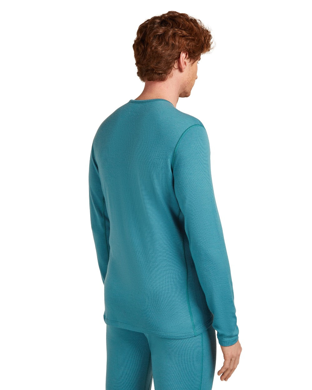 Topaz Coloured Icebreaker Mens Merino 260 Tech Crewe Thermal Top on white background 
