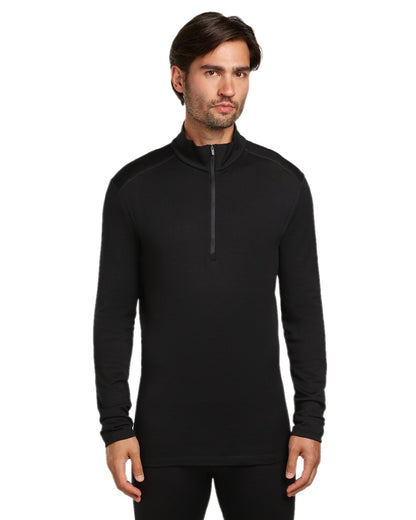 Black Coloured Icebreaker Mens Merino 260 Tech Half Zip Thermal Top on white background 