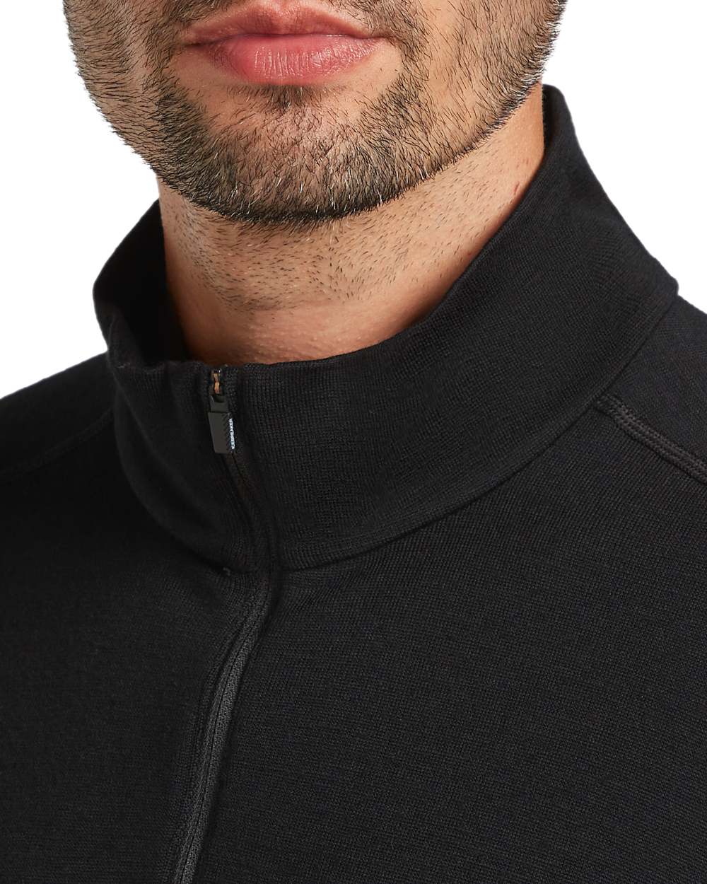 Black Coloured Icebreaker Mens Merino 260 Tech Half Zip Thermal Top on white background 