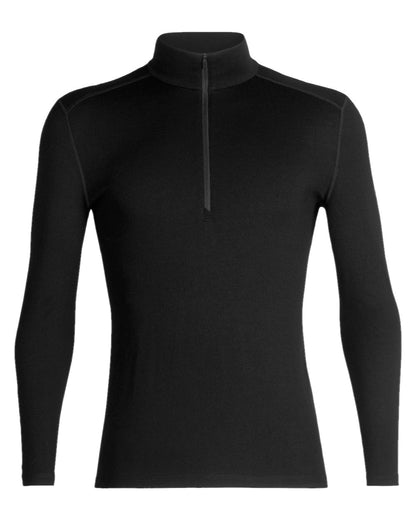 Black Coloured Icebreaker Mens Merino 260 Tech Half Zip Thermal Top on white background 