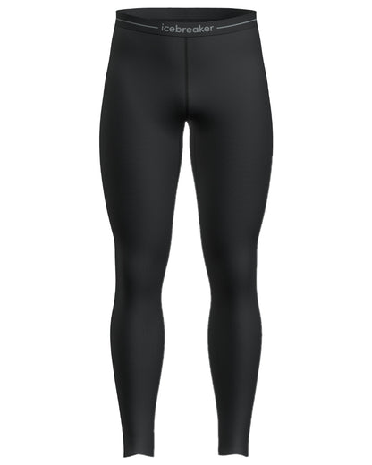Black Coloured Icebreaker Mens Merino 260 Tech Thermal Leggings on white background 