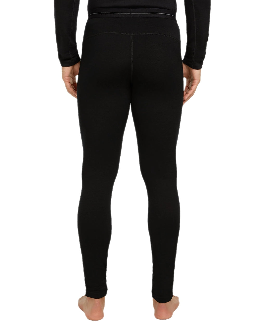 Black Coloured Icebreaker Mens Merino 260 Tech Thermal Leggings on white background 