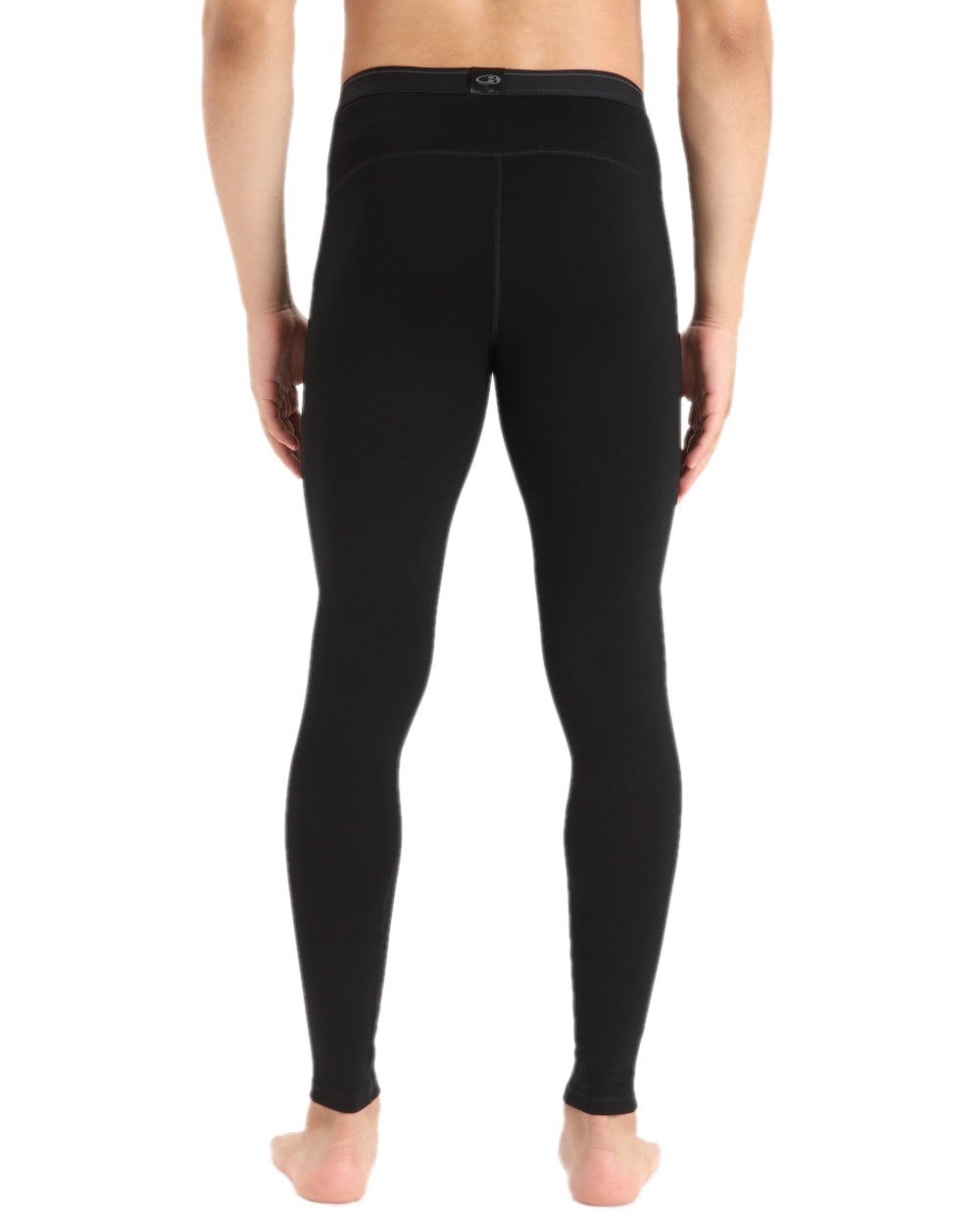 Black Coloured Icebreaker Mens Merino 260 Tech Thermal Leggings on white background 