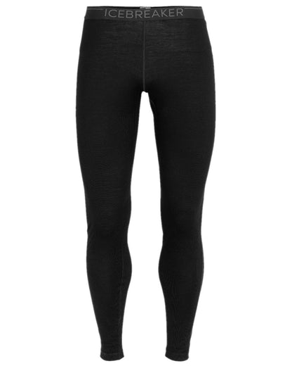 Black Coloured Icebreaker Mens Merino 260 Tech Thermal Leggings on white background 