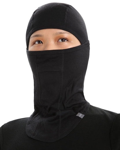 Black Coloured Icebreaker Merino 200 Oasis Balaclava on white background 