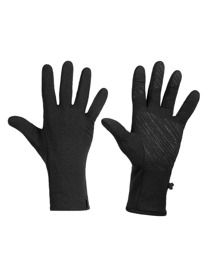 Black coloured Icebreaker Merino 260 Quantum Gloves on white background 