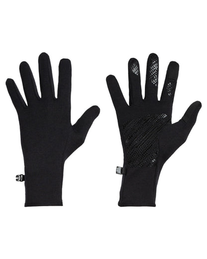 Black coloured Icebreaker Merino 260 Quantum Gloves on white background 