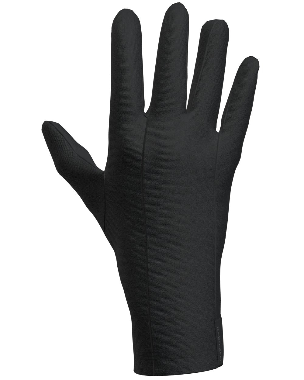 Black Coloured Icebreaker Unisex 200 Oasis Glove Liners on white background 