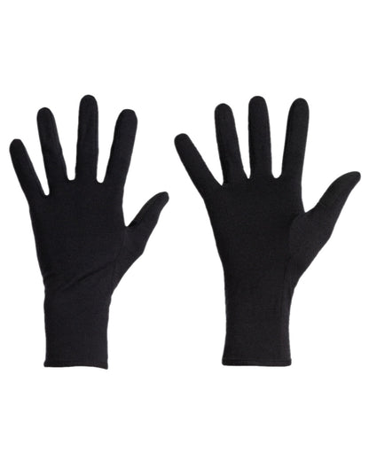 Black Coloured Icebreaker Unisex 260 Tech Gloves Liner on white background 