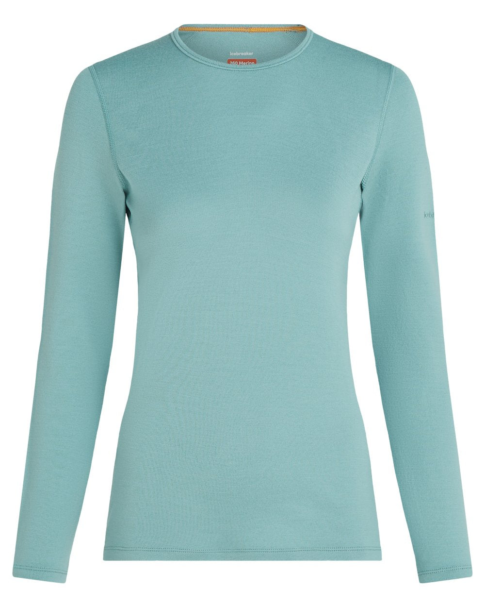 Hydro Coloured Icebreaker Womens 260 Tech Crew Thermal Top on white background 