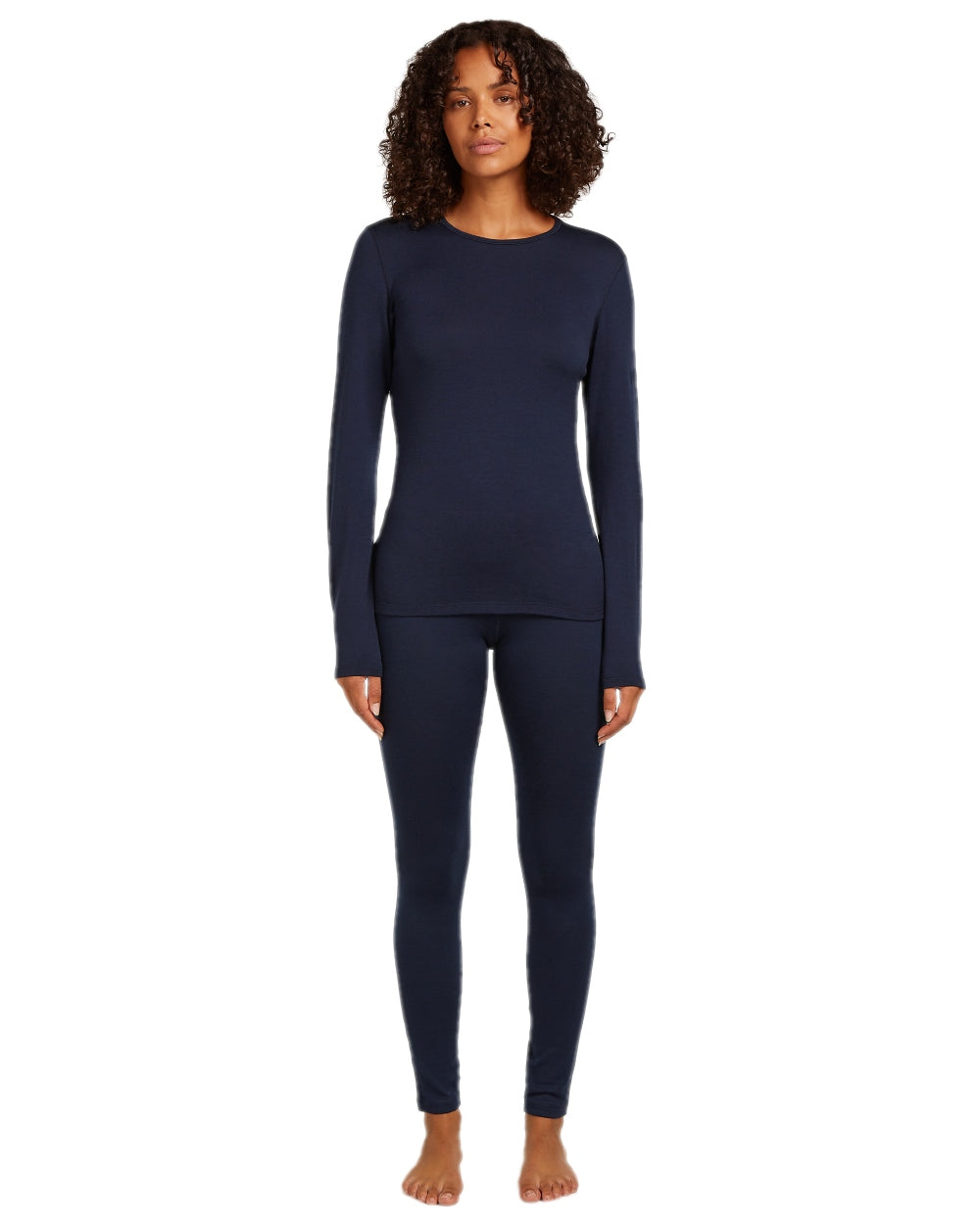 Midnight Navy Coloured Icebreaker Womens 260 Tech Crew Thermal Top on white background 