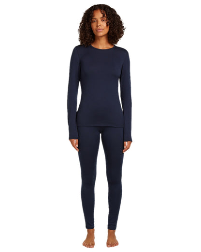 Midnight Navy Coloured Icebreaker Womens 260 Tech Crew Thermal Top on white background 