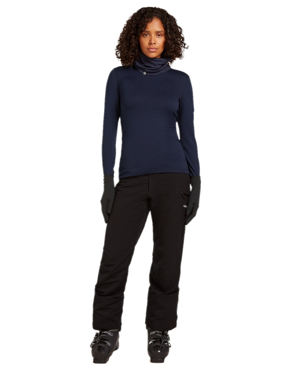 Midnight Navy Coloured Icebreaker Womens 260 Tech Crew Thermal Top on white background 