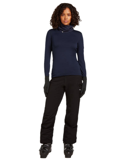 Midnight Navy Coloured Icebreaker Womens 260 Tech Crew Thermal Top on white background 