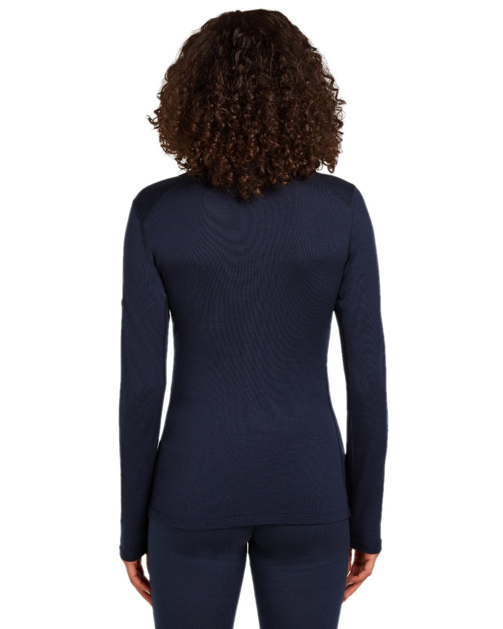 Midnight Navy Coloured Icebreaker Womens 260 Tech Crew Thermal Top on white background 