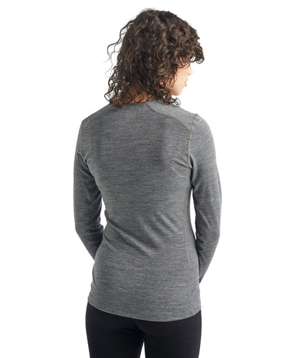 Gritstone Heather Coloured Icebreaker Womens Merino 200 Oasis Crewe Thermal Top on white background 