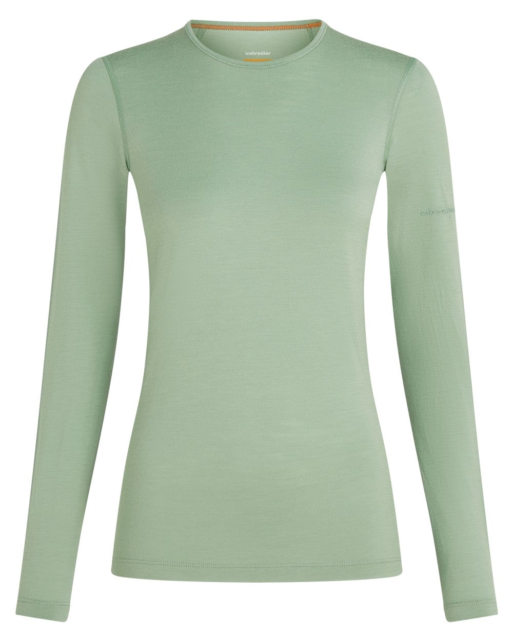 Sea Glass Coloured Icebreaker Womens Merino 200 Oasis Crewe Thermal Top on white background 