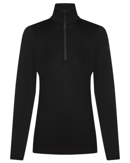 Black Coloured Icebreaker Womens Merino 200 Oasis Half Zip Thermal Top on white background 