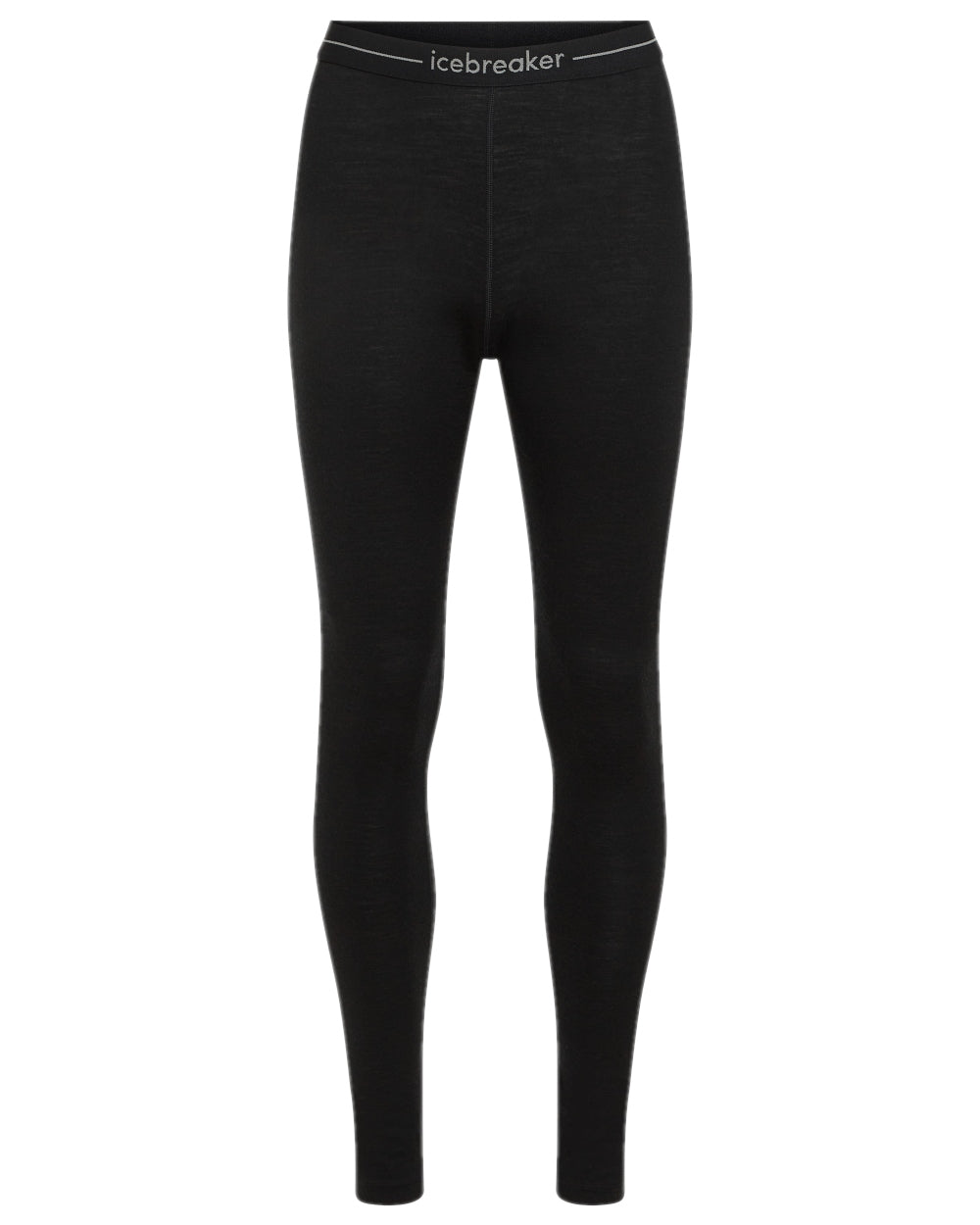 Black Coloured Icebreaker Womens Merino 200 Oasis Thermal Leggings on white background 
