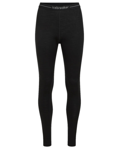 Black Coloured Icebreaker Womens Merino 200 Oasis Thermal Leggings on white background 